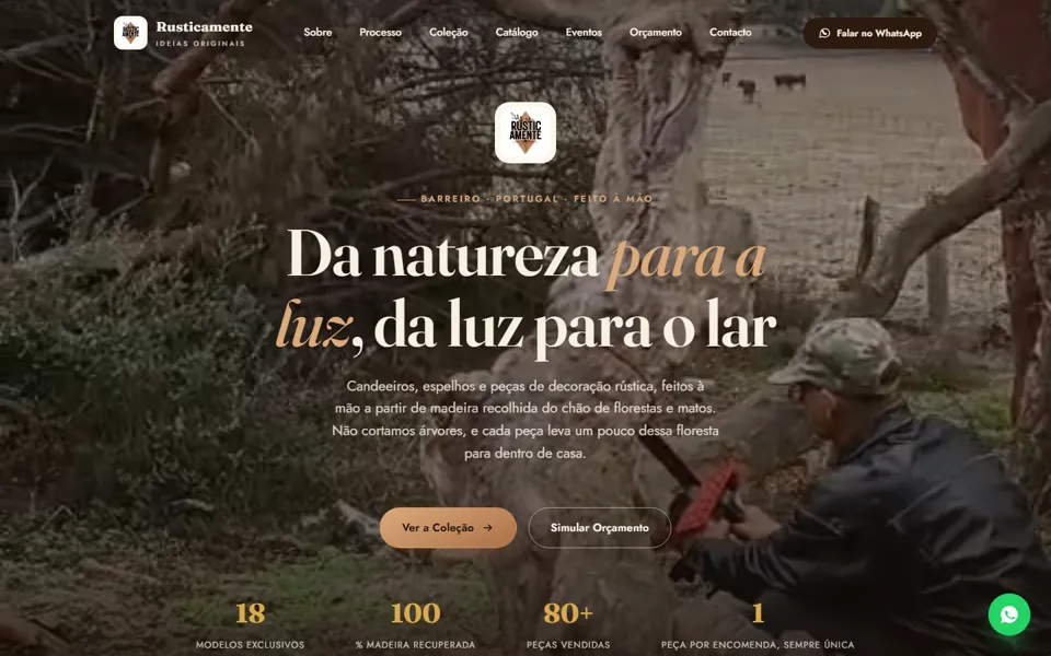 Captura de ecrã do site de Rusticamente